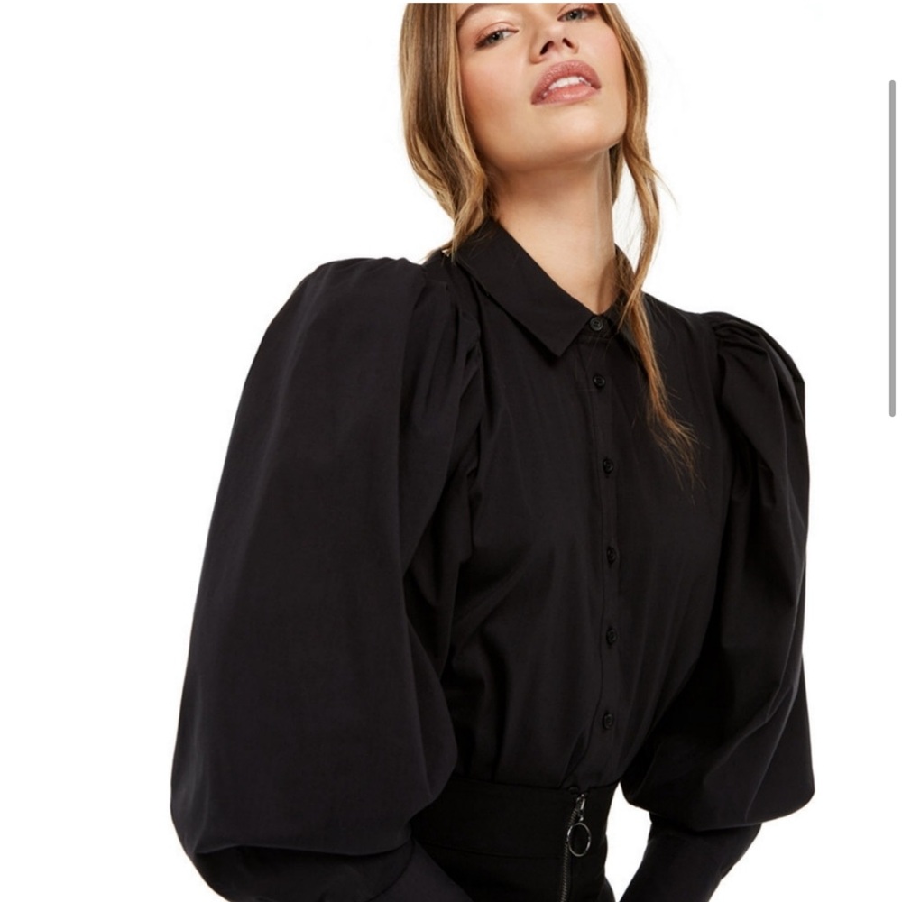 WEWOREWHAT black puff sleeve bodysuit NEW WITHOUT TAG! - Picture 3 of 4